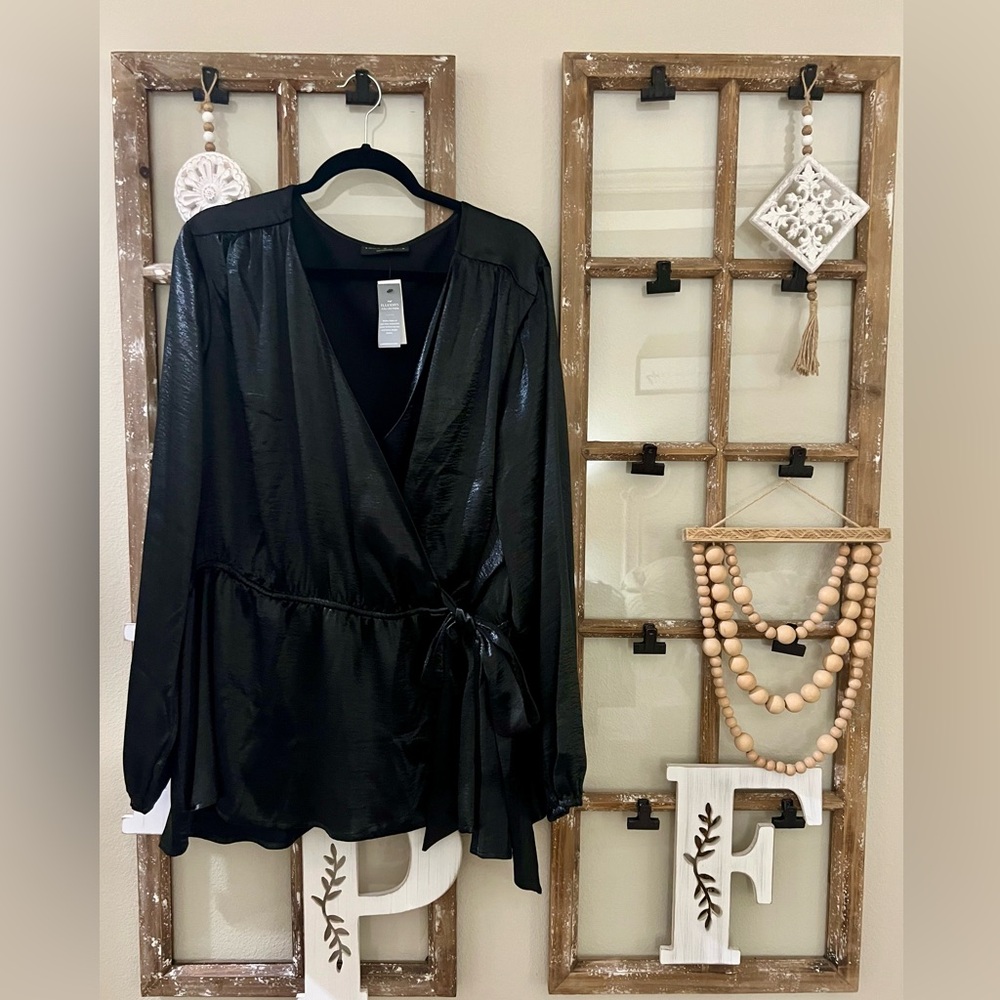 Lane Bryant Black Wrap Blouse